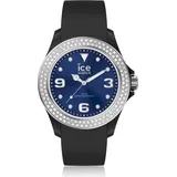 ICE-Watch Ice Watch ICE star Black deep blue - Schwarze Damenuhr mit Silikonarmband - Medium 017237