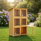 Mucola - Hasenstall Hasenkäfig Kleintierstall Freilauf Freigehege Kaninchenstall Holz