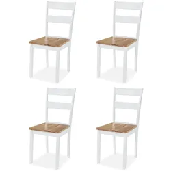 vidaXL Essgruppe 5-tlg. MDF und Gummibaumholz Weiß
