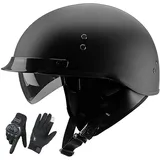 Offener Halbhelm – ECE 22.06-Geprüft, Retro-Helm Für Cruiser, Chopper, Roller, Pilot, Motorrad, Halbhelm Für Damen Und Herren B2,M/(57~58cm)