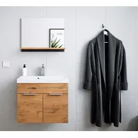 Posseik Badmöbel-Set Slimline Lago 2tlg mit Spiegel weiss hochglanz/weiss