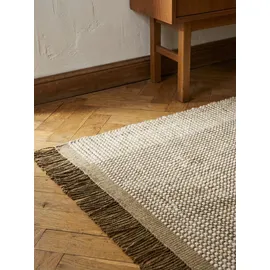 KADIMA DESIGN Wollteppich handgewebt mit Fransen PISA, geometrisch, Olivgrün, 160 x 230 cm