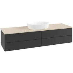 Villeroy & Boch Waschtischunterschrank „Antao“ 1600 × 360 × 500 mm Black Matt Lacquer, für Becken mittig, mit Beleuchtung