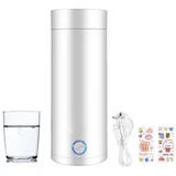 Hitopin Tragbarer Elektrischer Wasserkocher, 400ml Reise Wasserkocher, Schneller Wasserkocher mit Trennbares Netzkabe, Senden 2PCS Cartoon-Aufkleber, für Milch, Kaffee und Teezubereitung (Weiß, 400ml)