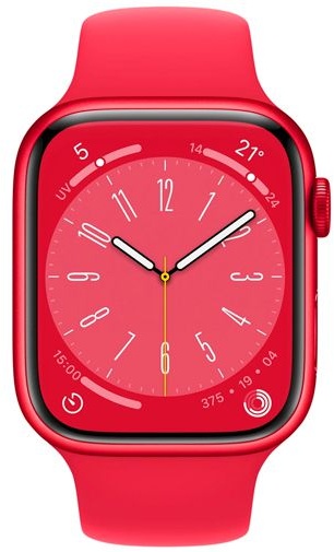 Apple Watch Series 8 4G 41mm Rot (Rotes Silikon Armband)