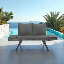Tectake tectake® Rattan-Loungesofa, 2in1 Funktion, Dicke des Sitzpolsters 7 cm, Loungemöbel, Gartensofas