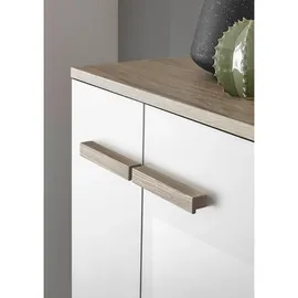 furn.design Waschbeckenunterschrank 60 x 82 x 40 cm Weiß Hochglanz/Eiche