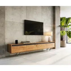 Design-Lowboard Stonegrace 240 cm Akazie Natur Schiefer 4 Türen