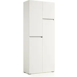 Dmora Großer Mehrzweckschrank Camelia, Mehrzweckschrank Mit 4 Türen, Schuhschrank, Platzsparender Kleiderschrank, 100 % Made In Italy, 80 X 37 X 195 Cm, Weiß, Mit Verstärkter Verpackung - Dmora