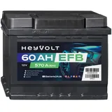 HeyVolt EFB Autobatterie 12V 60Ah Start-Stop Starterbatterie 75Ah 80Ah 100Ah