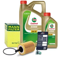 1x Ölwechsel Set - MANN-FILTER ÖLFILTER + 6 L CASTROL EDGE TITANIUM FST 5W-30 LL