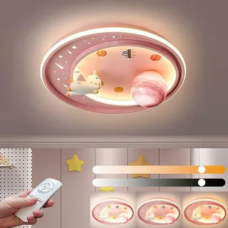 KZT LED Dimmbar Deckenleuchte mit Fernbedienung Einhornsign Cartoon Kinderlampe Modern Jungen Mädchen Kinderzimmer Deckenlampe 62W Runde Nachtlicht für Jungen Mädchen Schlafzimmer Wohnzimmer