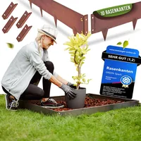 GREEN Spark Cortenstahl Rasenkante [Schneckenabweisend] mit Berührschutz | 10x 1m, 1,5mm dick | zur Garten- und Beetgestaltung | Beeteinfassung Metall Cortenstahl Beeteinfassung Rasenkante Metall