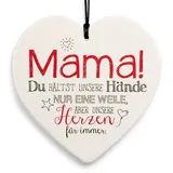 SIKORA Geschenk Herz aus weißem Steingut mit liebevollen Botschaften für jeden Anlass, Farbe/Modell:PH07 - für Mama - Du hältst unsere Herzen für Immer