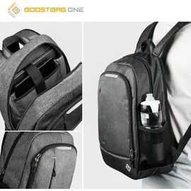 Boostboxx BoostBag One Backpack - Boostboxx City-Rucksack für Laptop/Notebook bis 15,6", Ipad, Tablet und Handy, perfekt für Schule, Studium, Business oder Beruf, grau