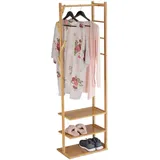 Relaxdays Kleiderständer Bambus 164 x 49 x 28 cm braun