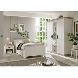 Home Affaire Schlafzimmer-Set HOME AFFAIRE "Florenz", weiß (pinie weiß), B:100cm T:200cm, Holz teilmassiv, Metall, Schlafzimmermöbel-Sets, in 3 verschiedenen Ausführungen