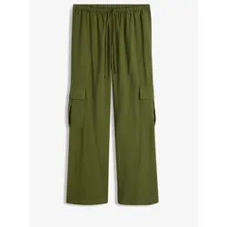 bonprix Fließende Cargohose, grün, 46