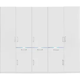 Priess Kleiderschrank PRIESS, weiß (weiß, weiß hochglanz), B:230cm H:193cm T:55cm, Holzwerkstoff, Schränke, Kleiderschrank, wahlweise mit Kranzbeleuchtung