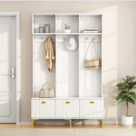 stilvora Garderobe-Set Sitzbank 120x191,5x40 Weiß