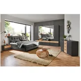 Lomadox Schlafzimmer-Set GRANADA-43, (Spar-Set, 5-tlg), grau, Boxspringbett 180x200 cm, Kommode, Kleiderschrank, Nachttische grau