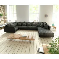 DeLife Wohnlandschaft Clovis XL Schwarz Hocker Armlehne Modulsofa, - Schwarz