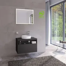 Keuco Stageline Waschtisch-Unterschrank 32865970000 80 x 55 x 49 cm, Dekor Vulkanit, Glas Vulkanit satiniert, ohne Elektrik, Hahnlochbohrung rechts