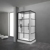 Marwell Komplettdusche Bricks 110 x 80 x 225 cm – Komplett Set inkl. Duschwanne und Armatur - Eckdusche mit Fronteinstieg