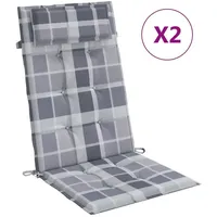 VidaXL Hochlehner-Auflagen 2 Stk. Grau Karomuster Oxford-Gewebe