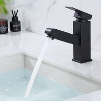 Homelody Waschtischarmatur Bad Schwarz Badarmaturen mit Ausziehbar Brause Mischbatterie Wasserhahn bad für Waschbecke Einhebelmischer, Schwarz