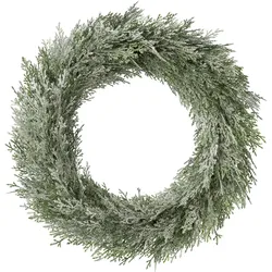 Kunstkranz CREATIV GREEN "Zedern-Kranz", grün, Ø:41cm, Kunststoff, Kunstpflanzen, mit Frost-Optik