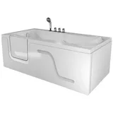 AcquaVapore Badewanne Seniorenwanne mit Tür S17-R 75x150 cm, Schnelle Reinigung, Überlauf Abfluss weiß