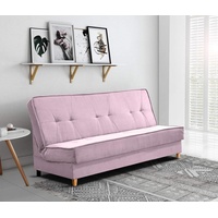 Beautysofa Sofa Schlafsofa RIVA mit Bettkasten ohne Armlehne Sofa Wohnzimmer Couch Velour rosa