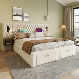 stilvora Polsterbett 160 x 200 cm Beige