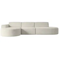 Altdecor Ecksofa Hellgrau, Textil, 3-Sitzer, Ottomane links, L-Form Corner