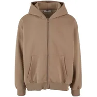 Def Oversized Zip Hoodie in Braun, Größe XXL