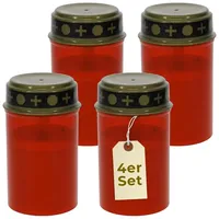 GarPet LED-Kerze 4er Grablichter LED Batteriebetrieben Set Grabkerzen Flackernd Rot