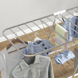 Homcom Wäscheständer 1,48 m Silber/Weiß