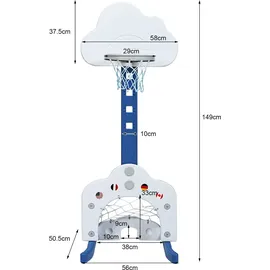 Costway 3 in 1 Kinder Spielplatz, höhenverstellbarer Basketballkorb & Fußballtor & Golf, Basketballständer inkl. Bälle und Golf Club, Korbanlag...