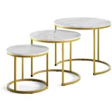 Vichy Vicco Couchtisch-Set Montreal, Weiß/Gold, 55 x 55 cm 3 Teile