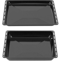 ICQN 465 x 370 x 30 und 60 mm Backblech Set, Passend für Bosch Neff Constructa, 2er Emaillierte Fettpfanne für Backofen, Kratzfest & Rosfrei, 46,5 x 37 x 3 und 6 cm