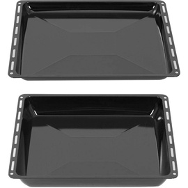 ICQN 465 x 370 x 30 und 60 mm Backblech Set, Passend für Bosch Neff Constructa, 2er Emaillierte Fettpfanne für Backofen, Kratzfest & Rosfrei, 46,5 x 37 x 3 und 6 cm