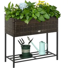 Outsunny Hochbeet Blumenkasten 70 x 30 x 70 cm Braun