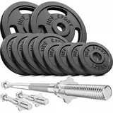 Set aus Gusseisen-Gewichten Langhantel Hop-Sport Strong 39kg schwarz 39 kg