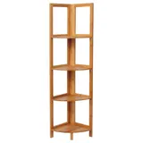 Woltu Standregal Badregal Küchenregal Eckregal Bambus 4 Ablagen, Natur RG9254br