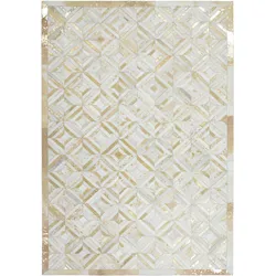 Lederteppich LEONIQUE "Faris" Gr. 2, beige (goldfarben, creme), B:80cm H:8mm L:150cm, Leder, Teppiche, echtes Leder, robuster Teppich