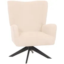 Mendler Lounge-Sessel HWC-N65 Chenille 75 x 99 x 75 cm creme-beige drehbar