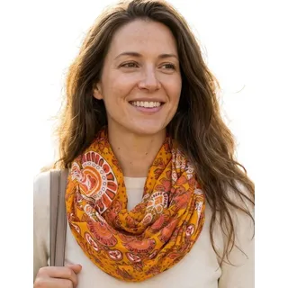 Sunsa Loop Damen Loop Schal. 100% Baumwolle Schlauchschal. Loopschal mit Blumen, Blumen Aufdruck