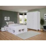 Mid.you Einzelzimmer, Weiß, Holz, Kiefer, massiv, 5 Fächer, Lattenrost, Schlafzimmer, Schlafzimmer Komplett