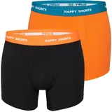 Happy Shorts Boxershorts Schwarz / Orange / Türkis XXL 2er Pack